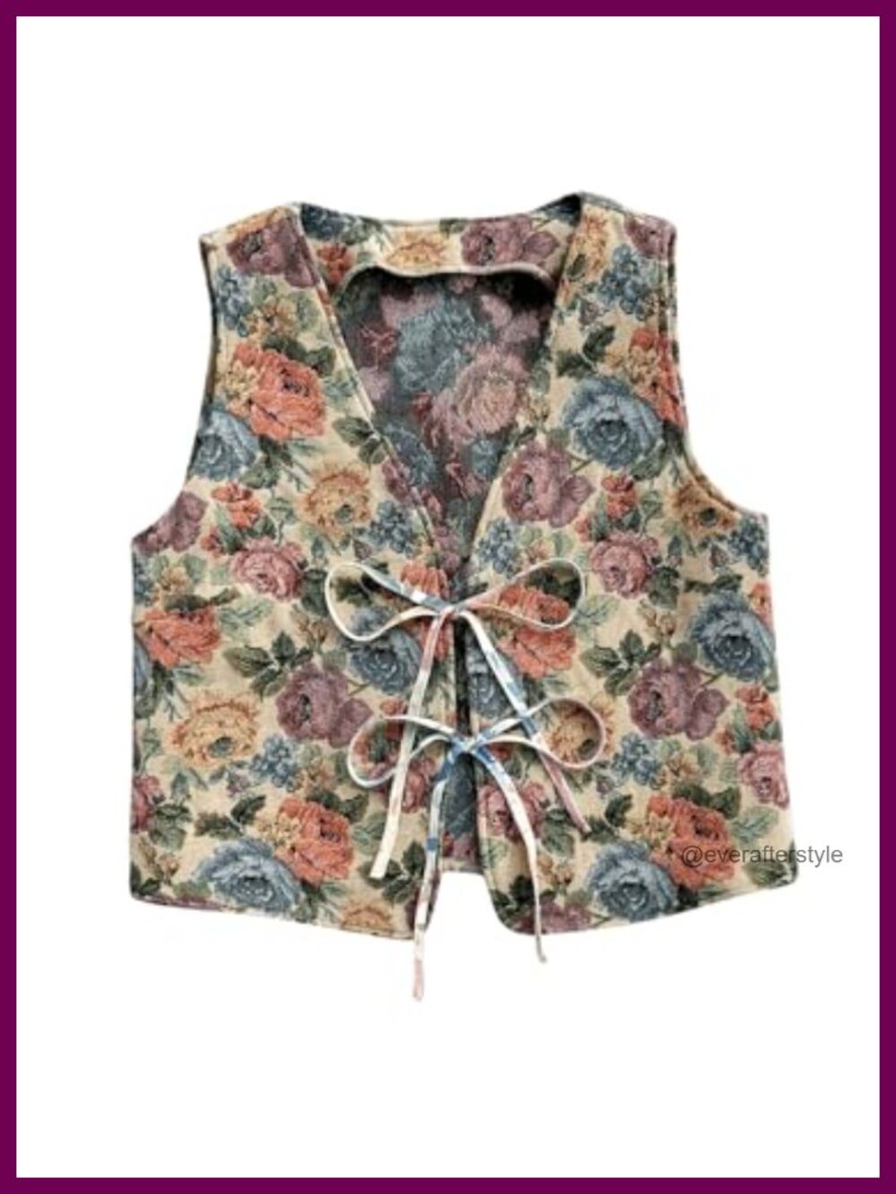 Sleeveless Floral Tie Front V Neck Tank Top